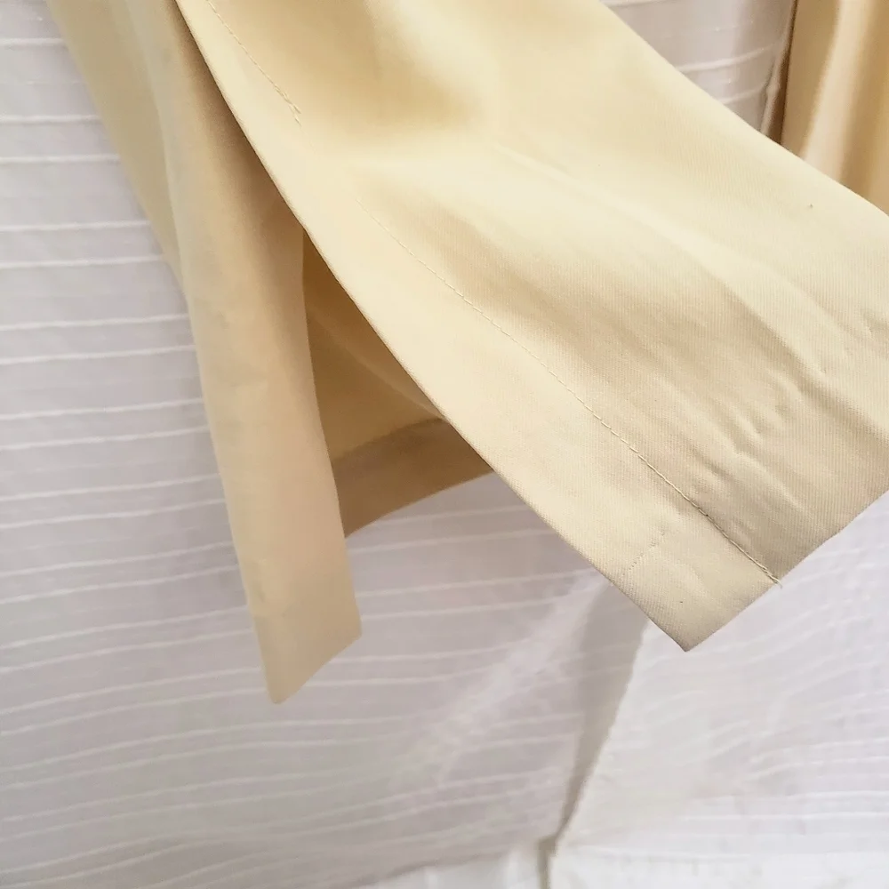 Elegant High Waist Wide Cut Pants Soft Drapey Split Hem Pale Yellow Women's 10